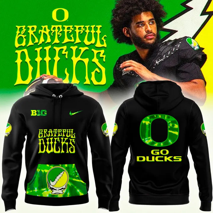 Oregon Ducks Football 2025 Grateful Ducks Tie-Dye Hoodie