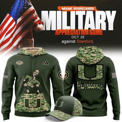Miami Hurricanes 2025 Military Appreciation Premier Hoodie