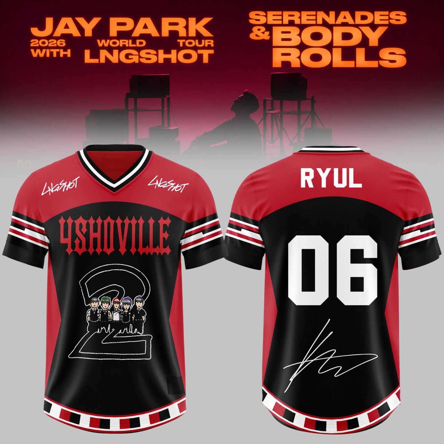 LNGSHOT – 2026 World Tour ‘Serenades & Body Rolls’ Oversized Fottball Jersey – Limited Members Edition
