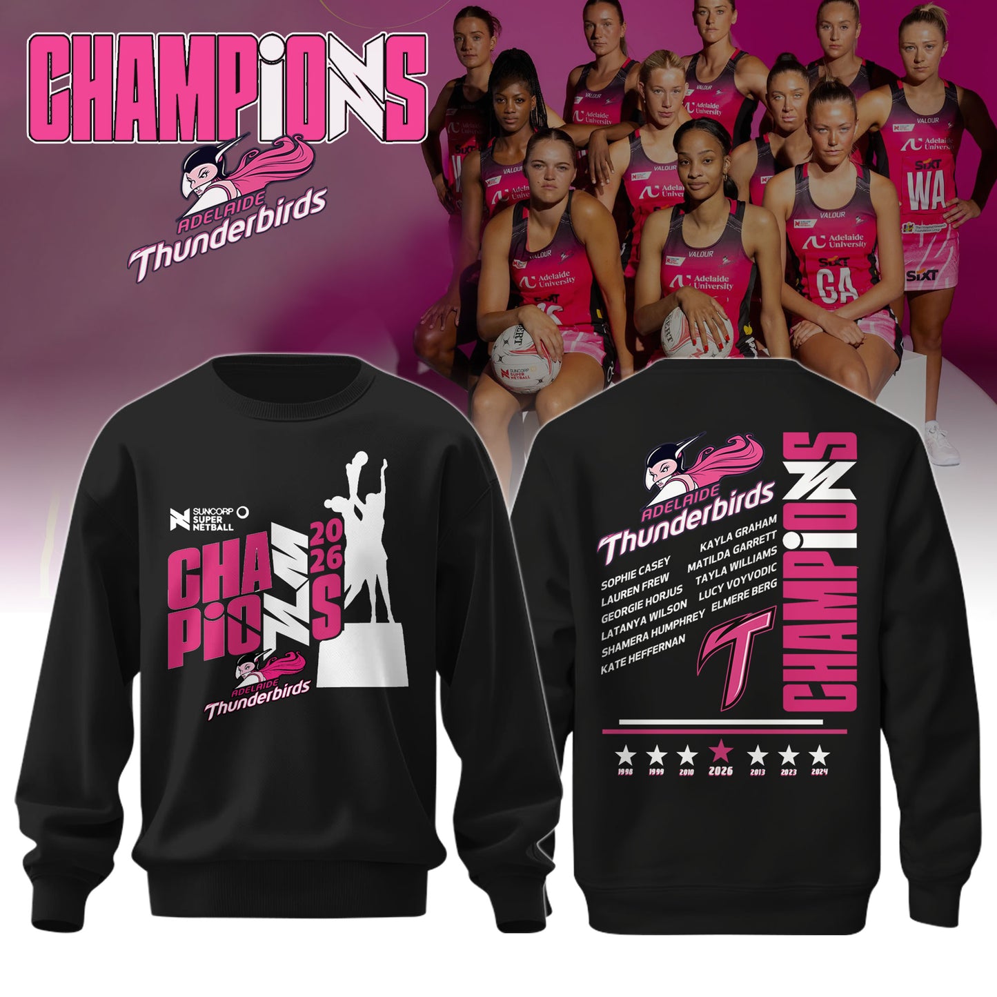 ADE Thunderbirds Champions Suncorp Super Netball 2026 Limited Edition + Selling Out Fast