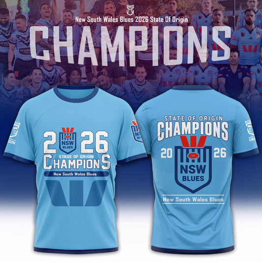 Limited Edition NSW Blues 2026 State Of Origin Champions T-Shirt