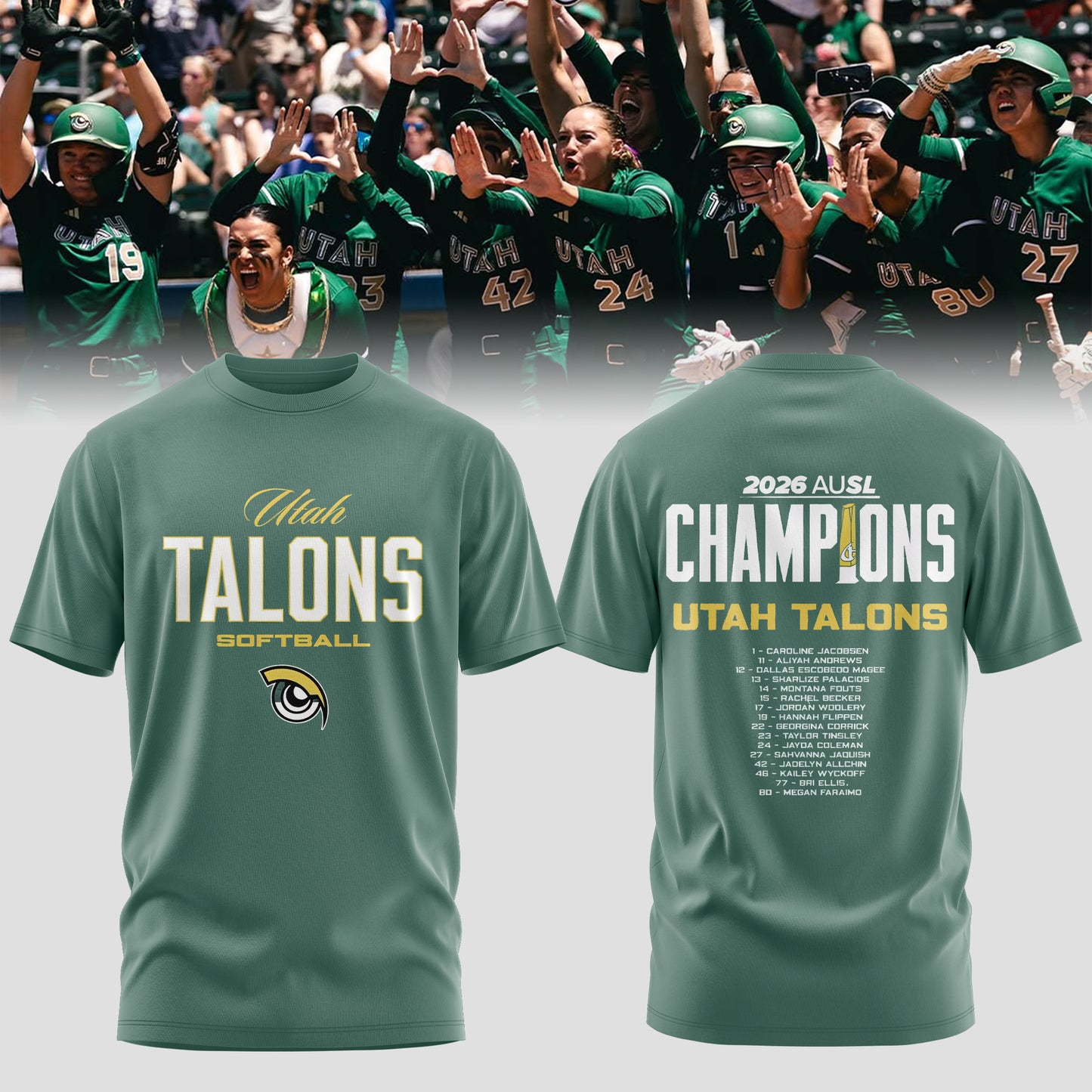 Utah Talons Back-to-Back 2026 Champions Tshirt