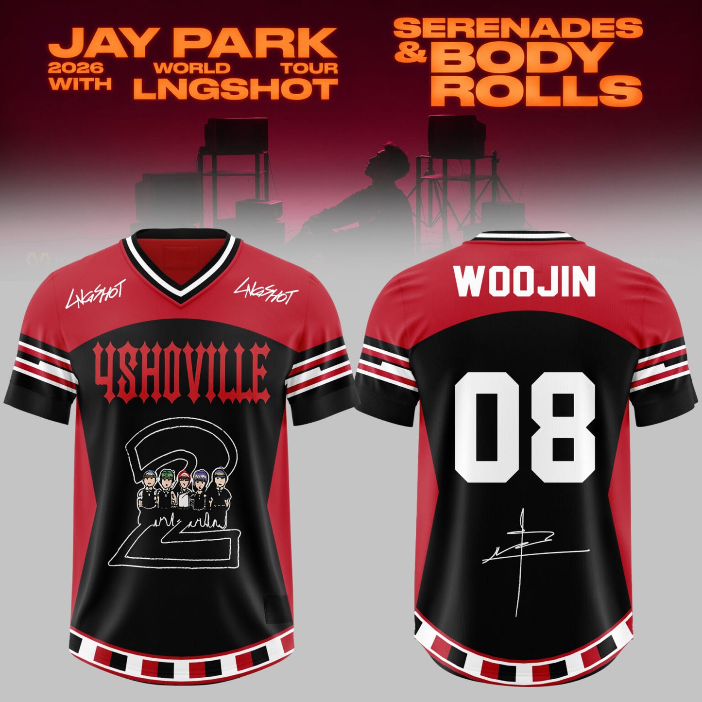 LNGSHOT – 2026 World Tour ‘Serenades & Body Rolls’ Oversized Fottball Jersey – Limited Members Edition