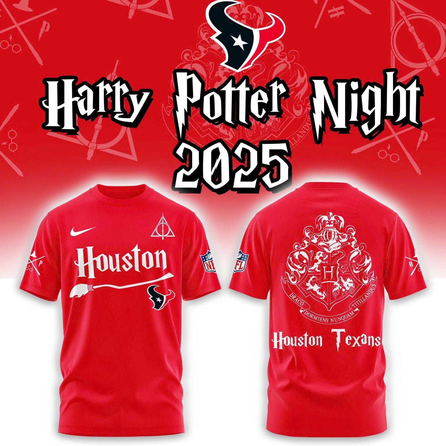 Houston Texans Harry Potter 2025 Combo Tshirt