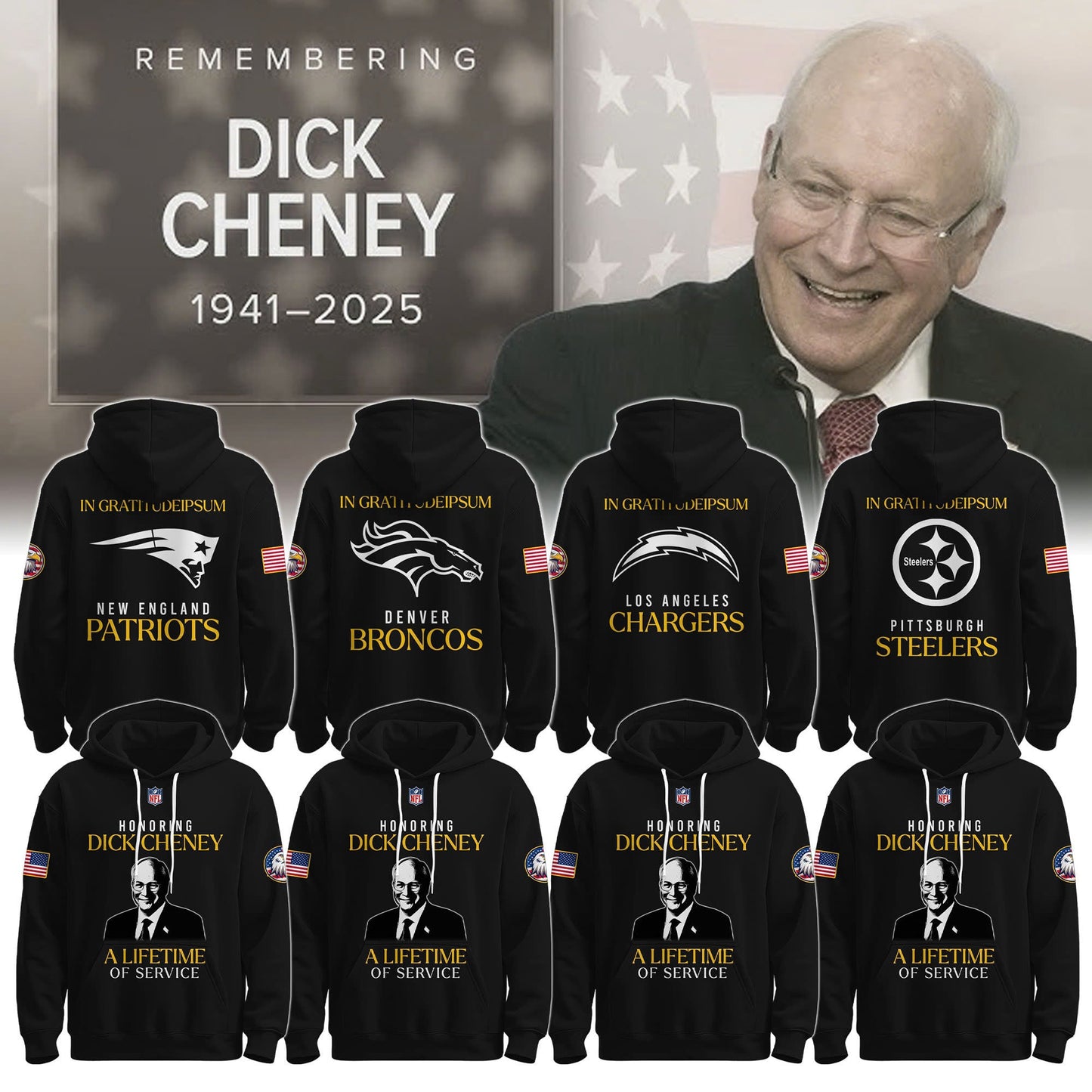 All Team NFL x Dick Cheney Tribute Collection Hoodie Limited Release!�