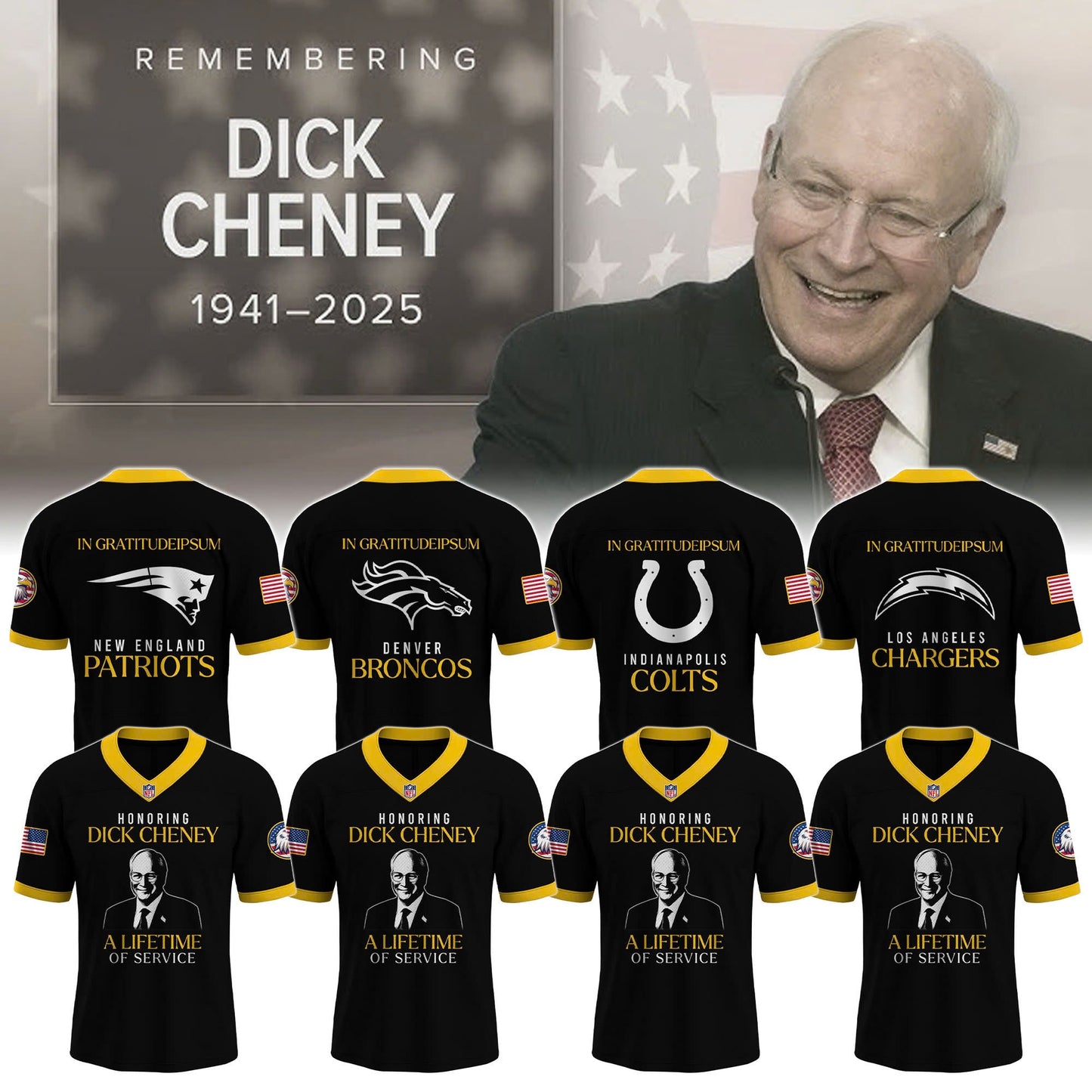 All Team NFL x Dick Cheney Tribute Collection Football Jersey Limited Release!�