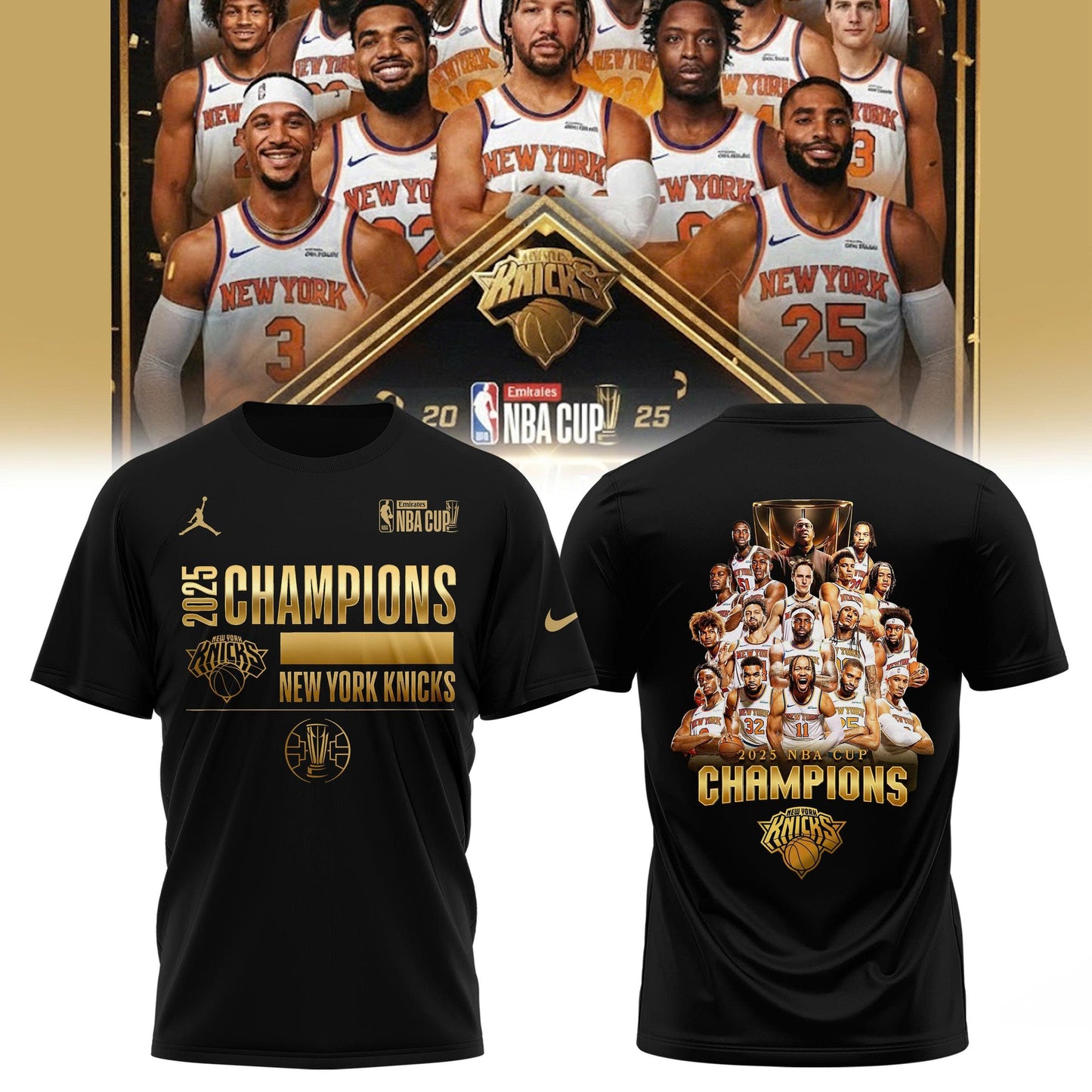 New York Knicks 2025 NBA Cup Champions T-Shirt Limited Edition