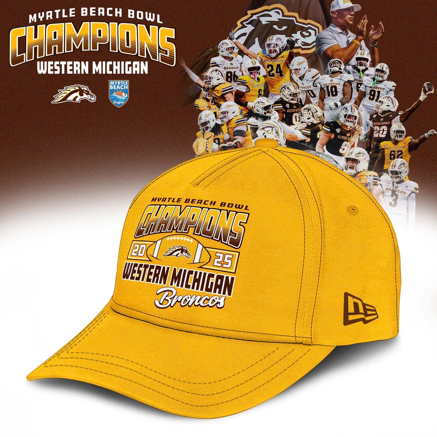 Western Michigan Broncos 2025 Myrtle Beach Bowl Champions Hoodie