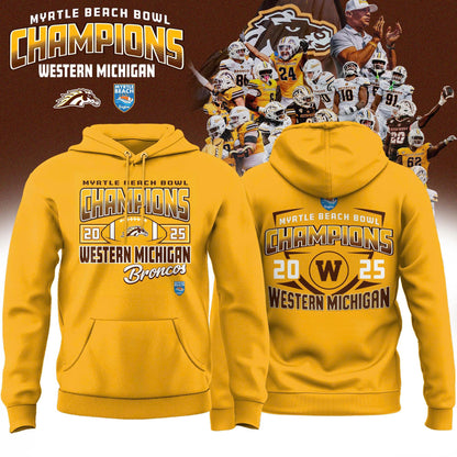 Western Michigan Broncos 2025 Myrtle Beach Bowl Champions Hoodie