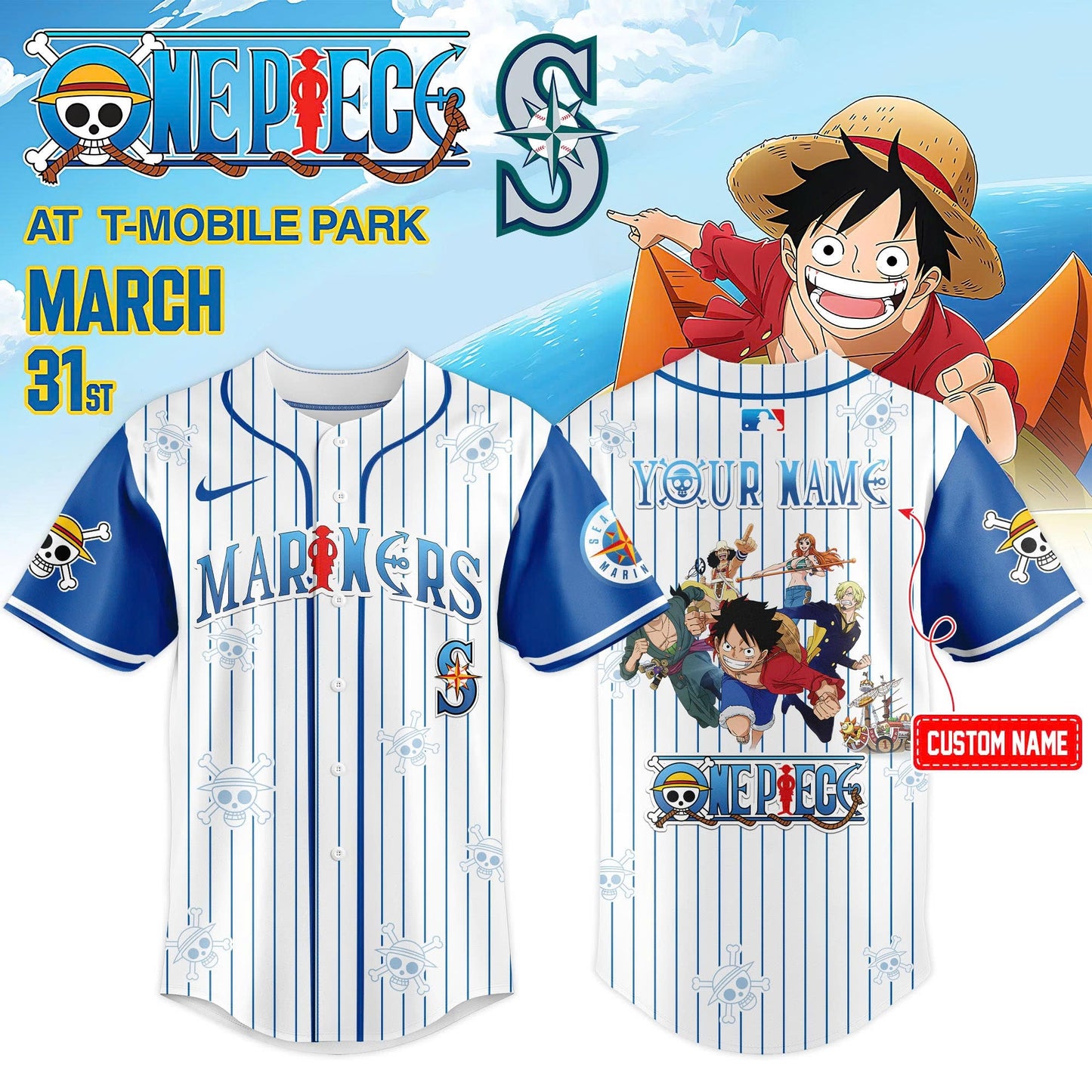 Seattle Mariners x One Piece Night 2026 Limited Edition Jersey