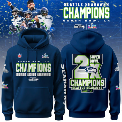 Seattle Seahawks Super Bowl LX Champions Hoodie