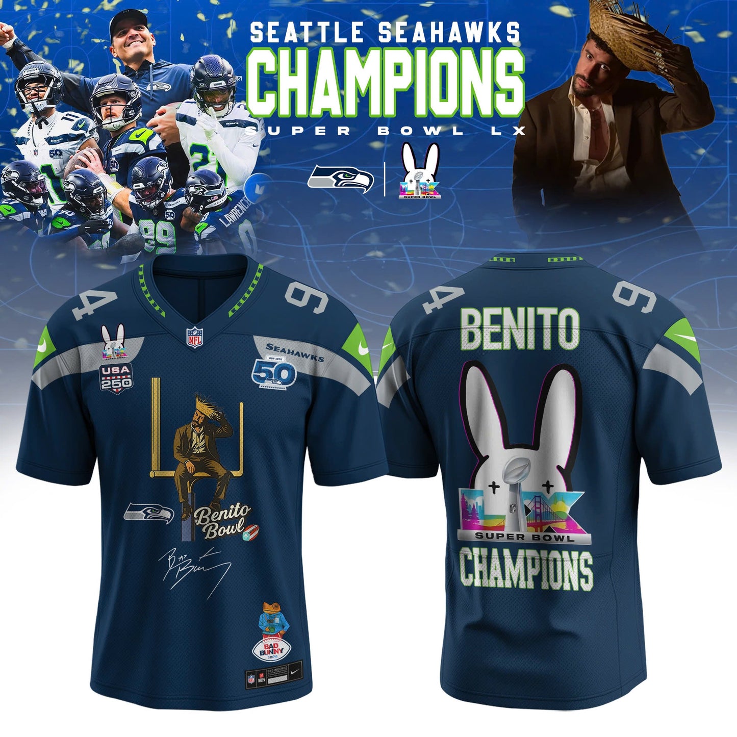 Seattle Seahawks x Bad Bunny Super Bowl LX The Halftime Show Special Edition Jersey