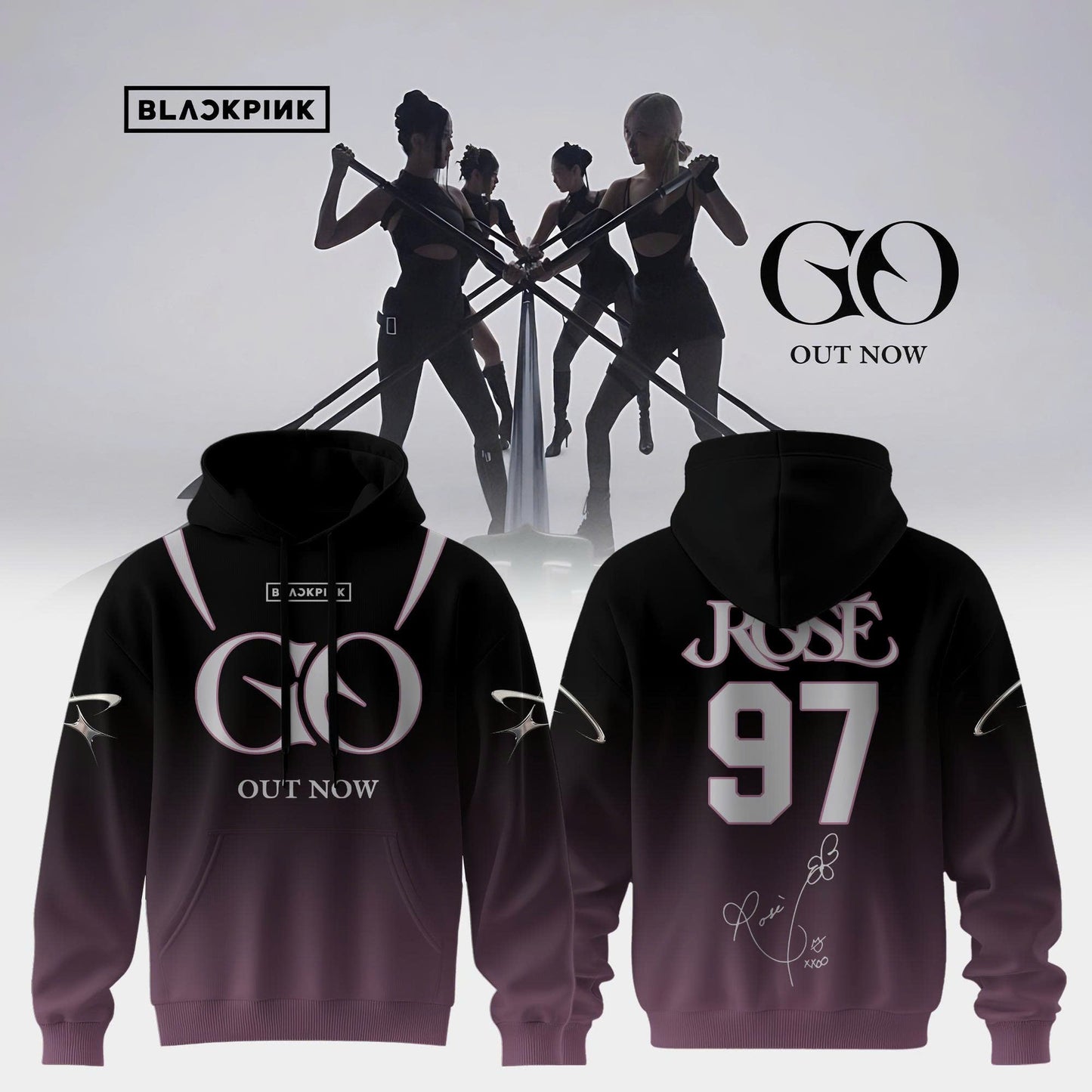 BLACKPINK ˜GO™ OUT NOW “ Hoodie ( Rose )
