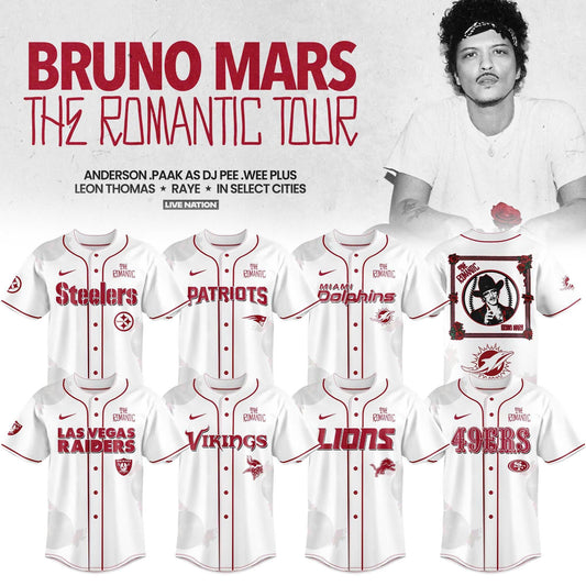 NFL x Bruno Mars “ The Romantic Tour 2026 Jersey Collection