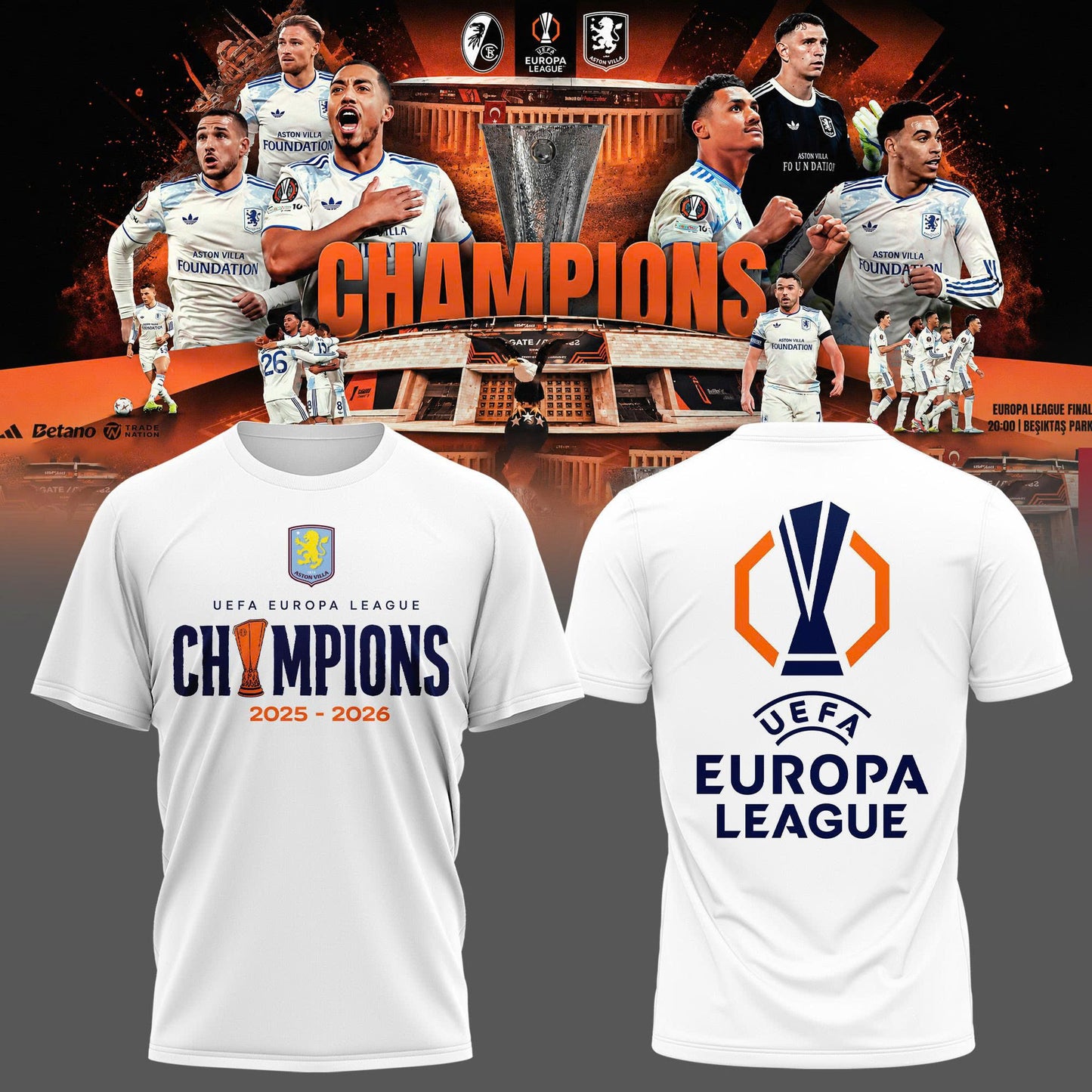 Aston Villa Champions Europa League 25/26 Tshirt
