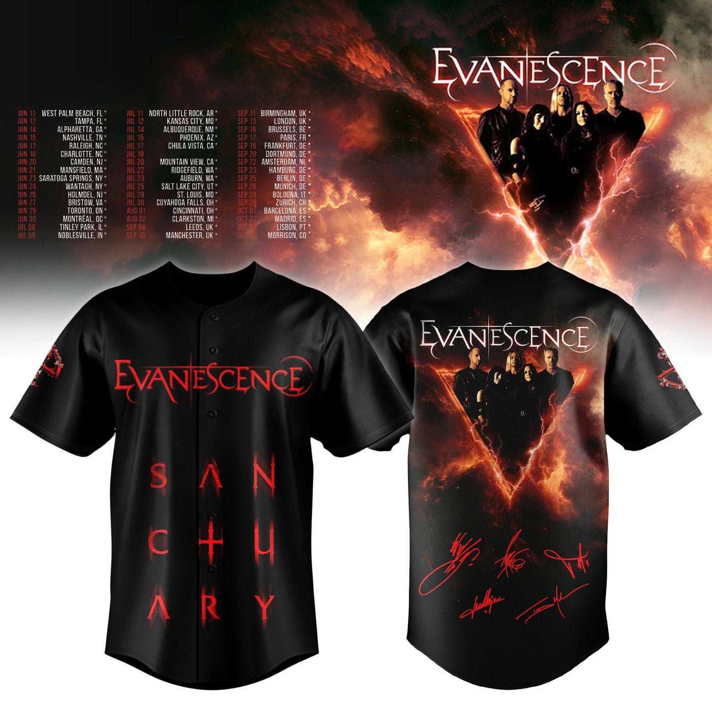 EVANESCENCE  " Sanctuary 2026 World Tour " Limited Edition Jersey