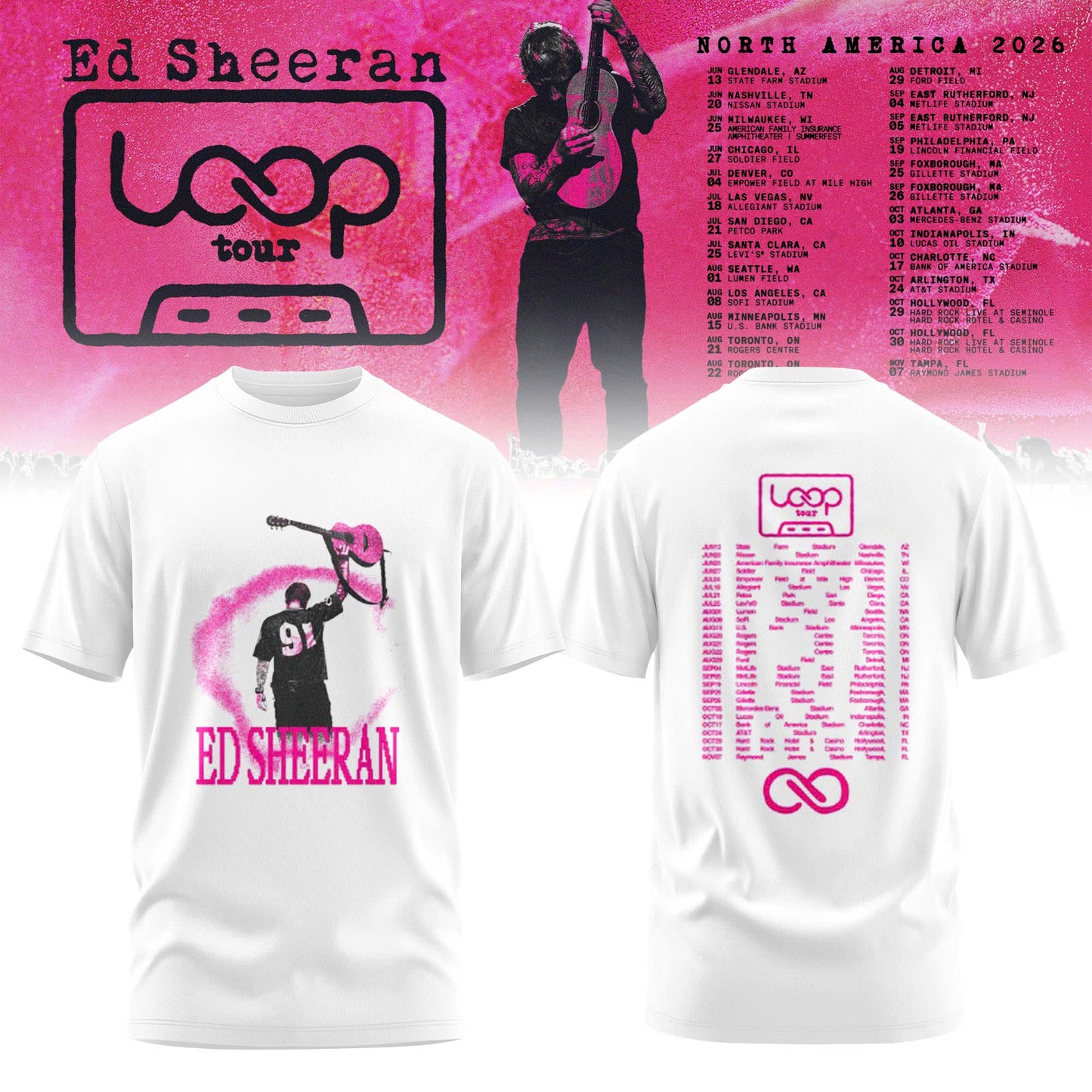 Ed Sheeran Loop Tour North America 2026 Limited Edition T-Shirt