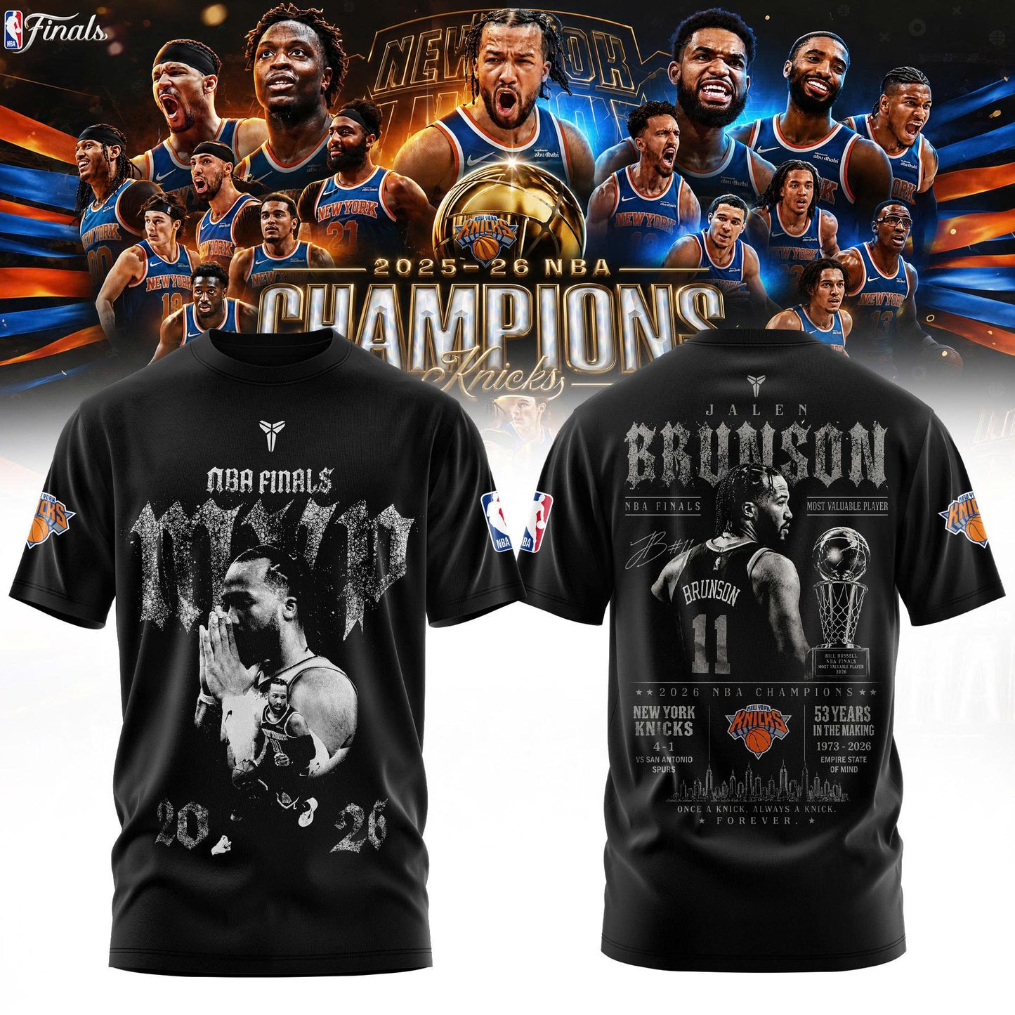 Jalen Brunson New York Knicks 2026 NBA Finals MVP T-Shirt