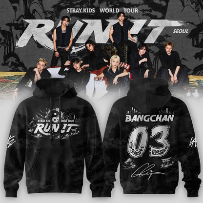 STRAY KIDS – RUN IT WORLD TOUR 2026 Edition Hoodie ( Bang Chan )