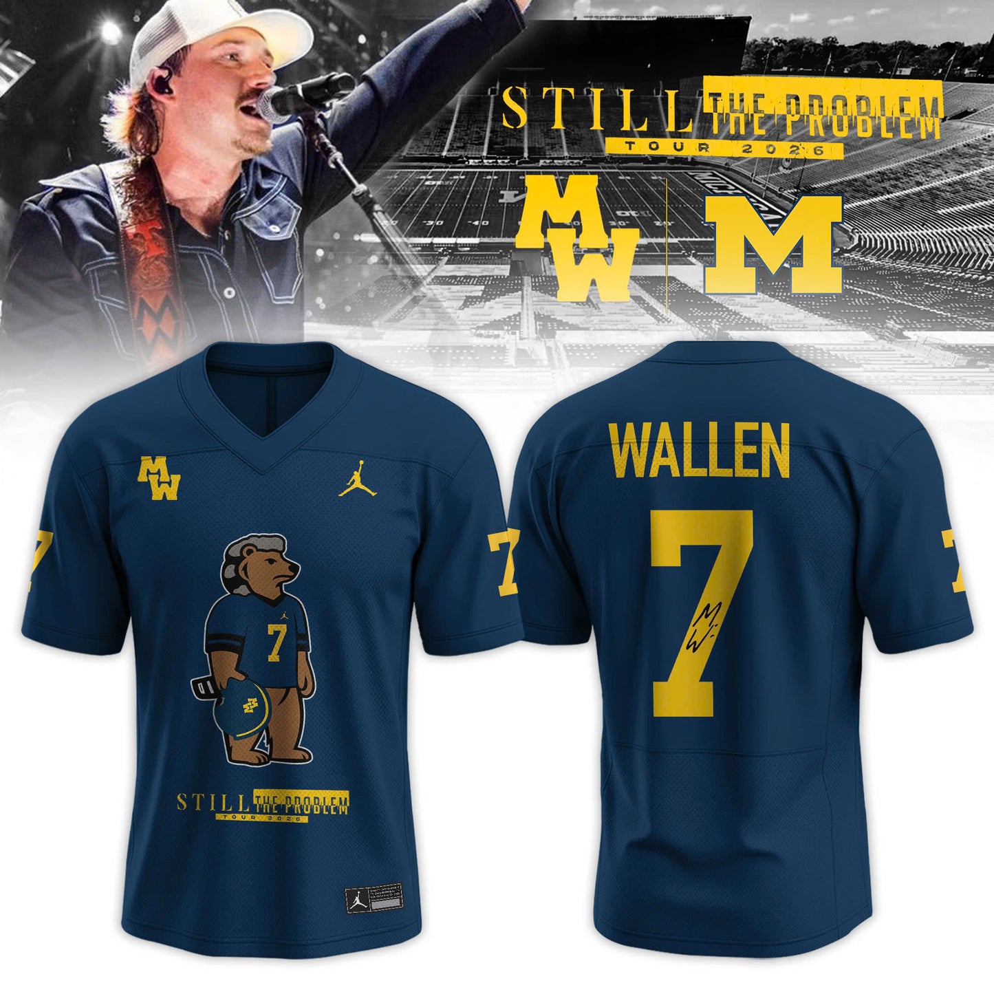 Morgan Wallen x Michigan Wolverines - Still The Problem Tour 2026 Football Jersey